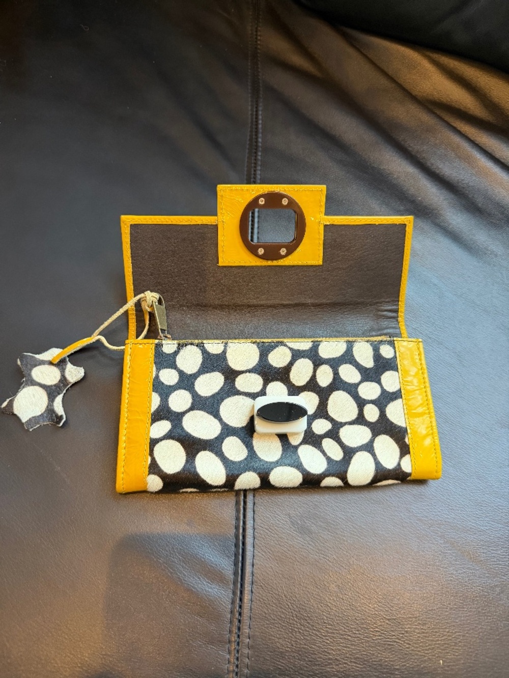 NWT - BODEN PRINTED FUR AND PATENT CLUTCH WALLET